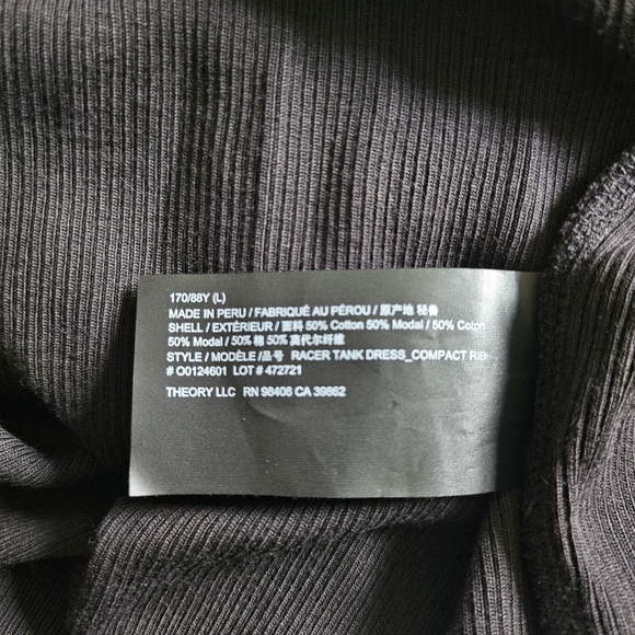 New Theory Racer Tank Ribbed Modal/Cotton  Black Tank Midi Dress NWT Large - Picture 11 of 12